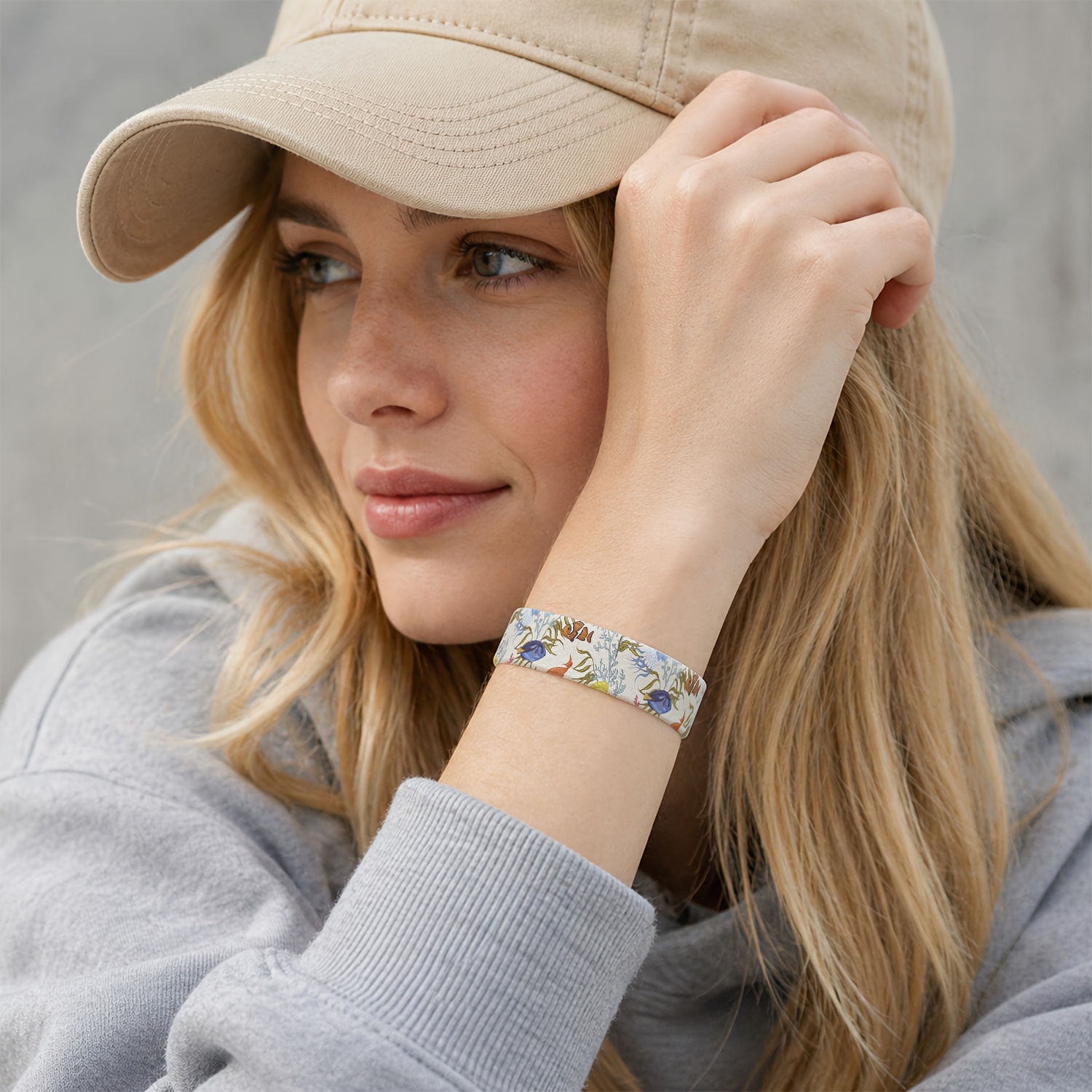 Ocean Fish Coral Print Elastic Woven Wristband